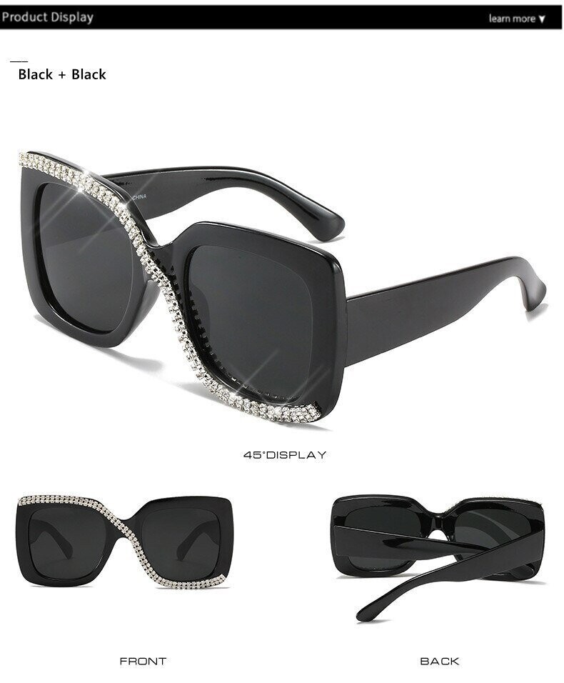 Swarovski Crystal Rhinestone Bling Swirl Square  Sunglasses