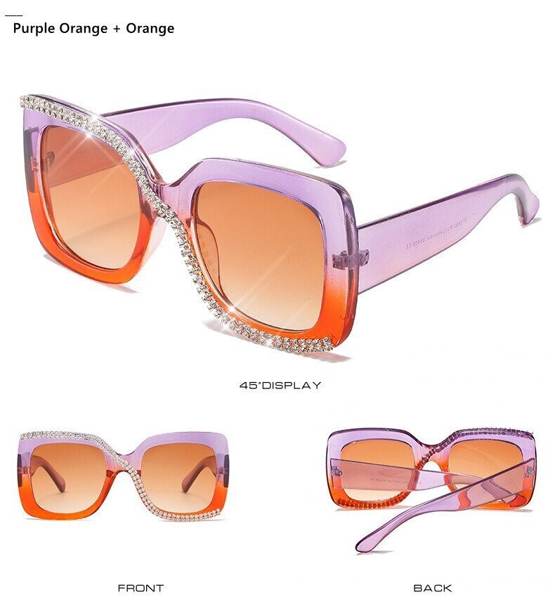 Swarovski Crystal Rhinestone Bling Swirl Square  Sunglasses