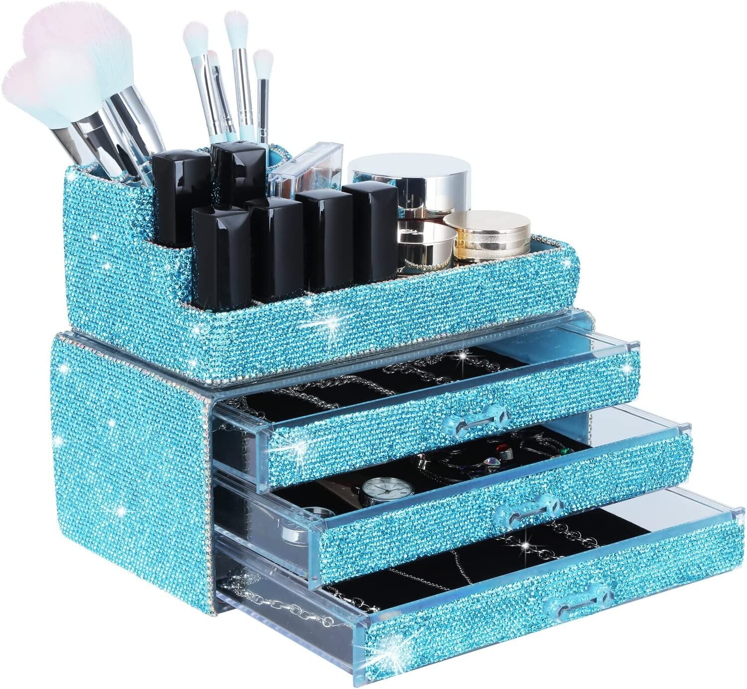 Swarovski Crystal Rhinestone Bling Cosmetic Organizer