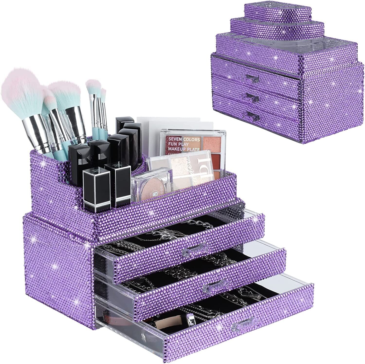 Swarovski Crystal Rhinestone Bling Cosmetic Organizer