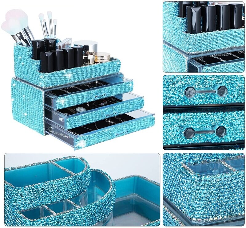 Swarovski Crystal Rhinestone Bling Cosmetic Organizer