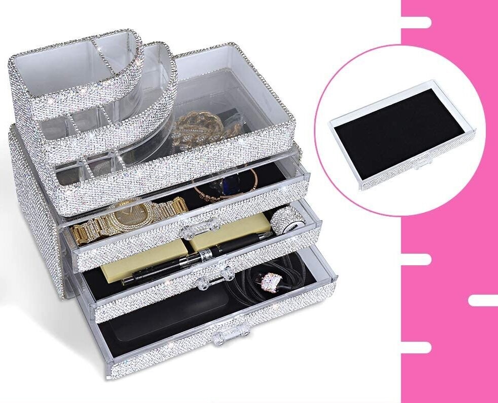 Swarovski Crystal Rhinestone Bling Cosmetic Organizer