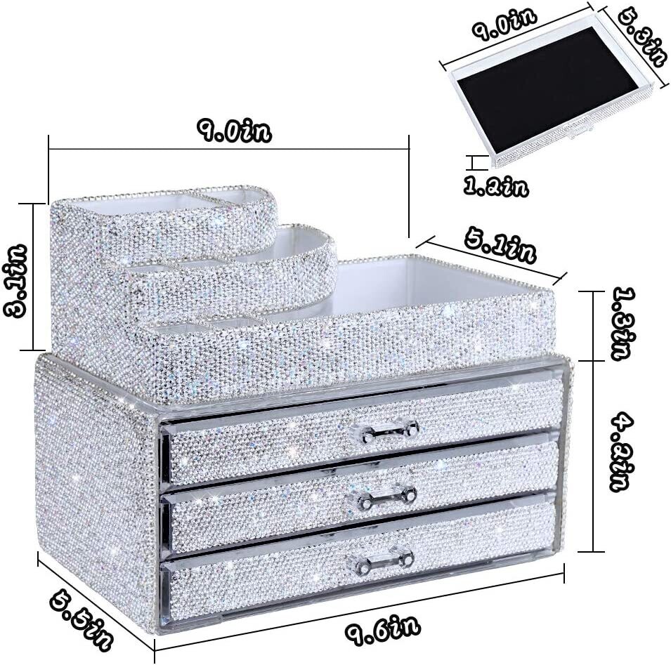 Swarovski Crystal Rhinestone Bling Cosmetic Organizer