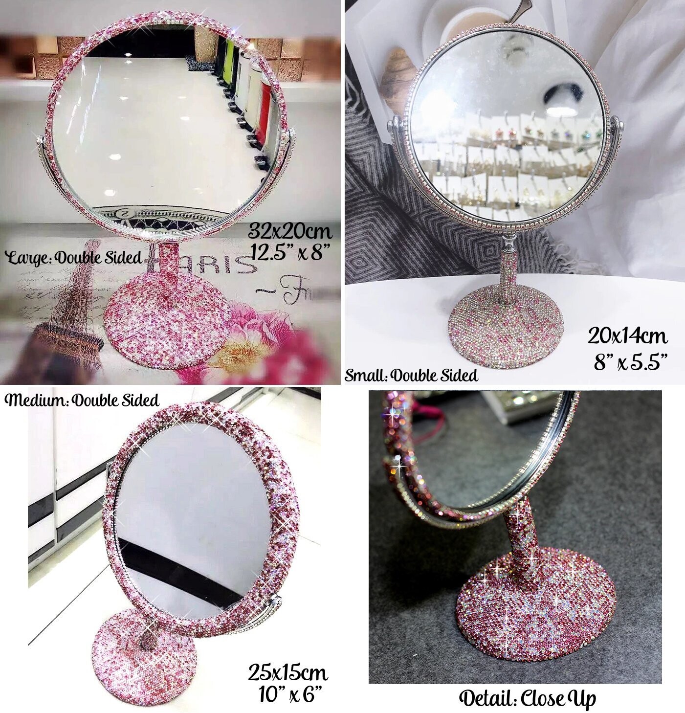 Swarovski Crystal Rhinestone Bling Pink Cosmetic Organizer &amp; Matching Items