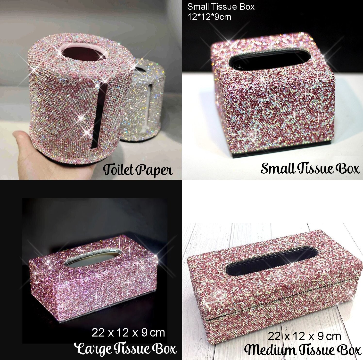 Swarovski Crystal Rhinestone Bling Pink Cosmetic Organizer &amp; Matching Items