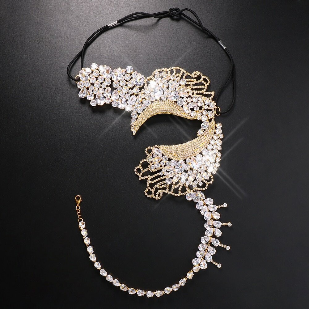 Swarovski Crystal Rhinestone Bling Eye Mask: Chantel