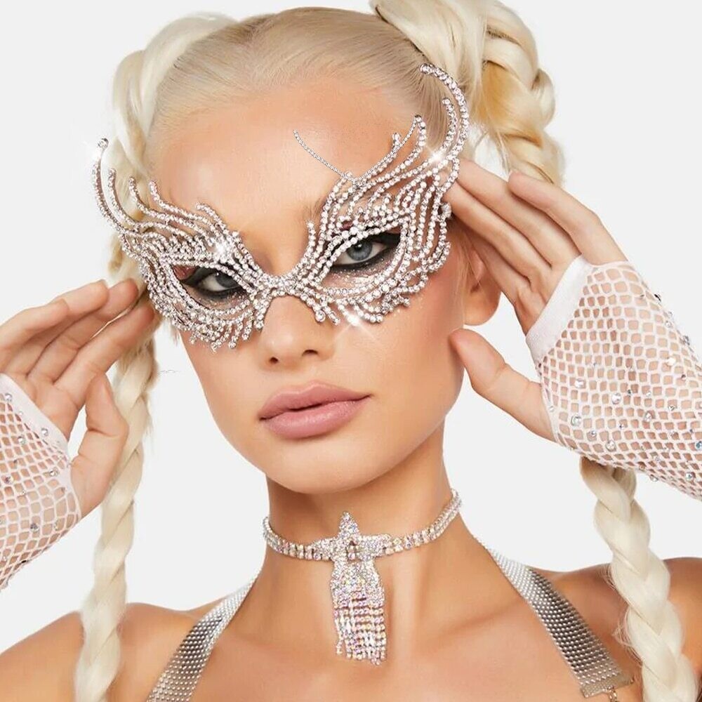 Swarovski Crystal Rhinestone Bling Eye Mask: Crystal