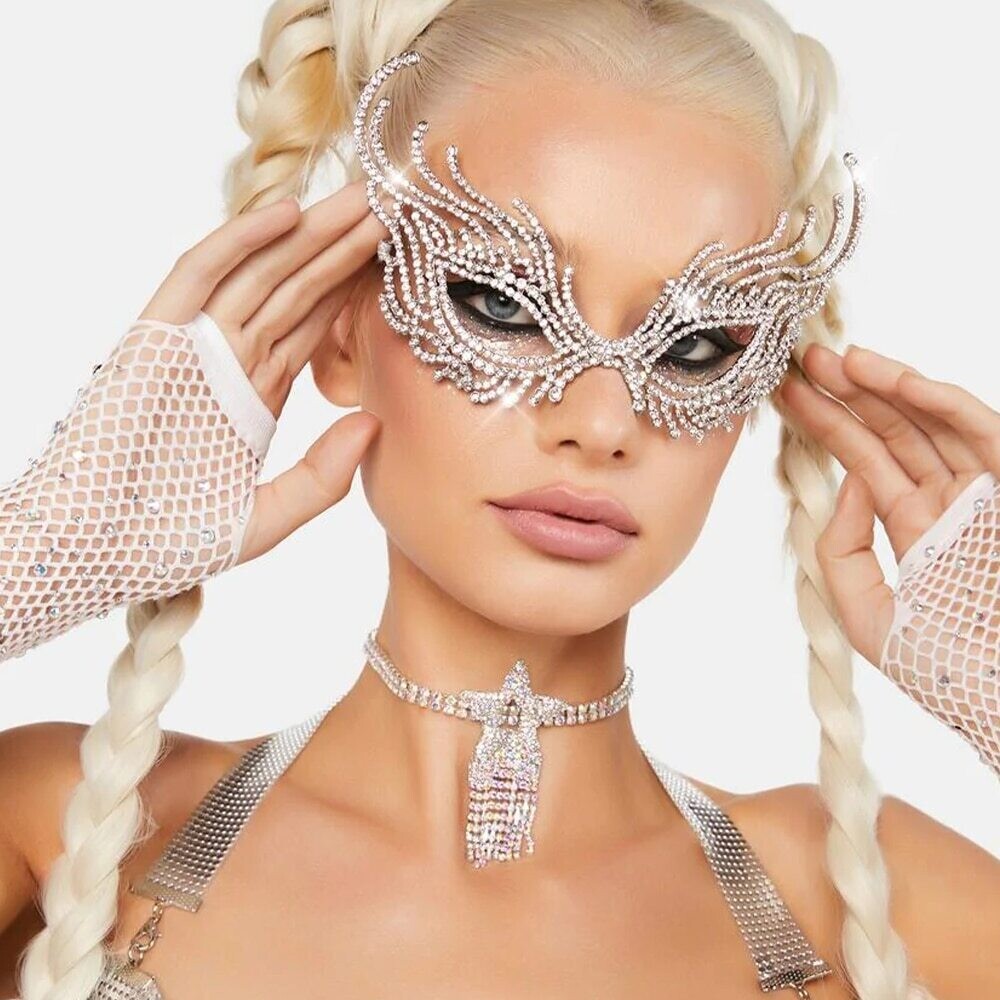 Swarovski Crystal Rhinestone Bling Eye Mask: Crystal