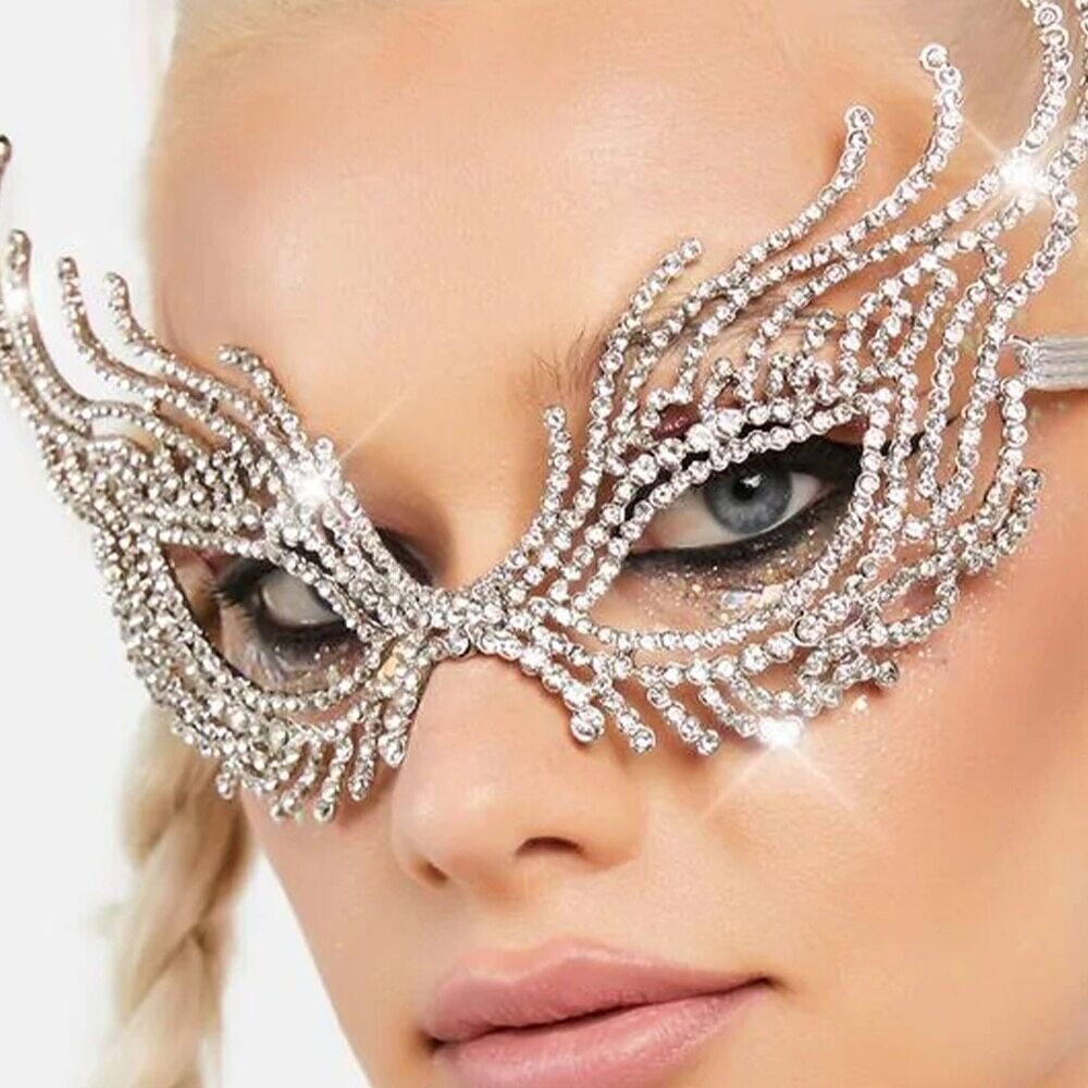 Swarovski Crystal Rhinestone Bling Eye Mask: Crystal