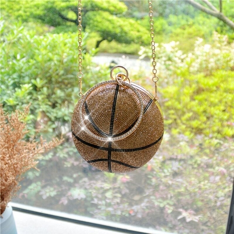 Swarovski Crystal Rhinestone Bling Basketball Clutch Purse
