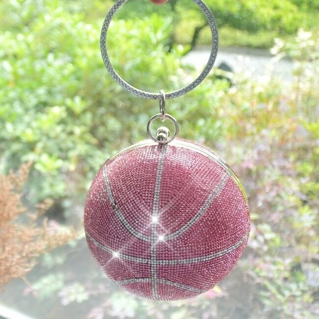 Swarovski Crystal Rhinestone Bling Basketball Clutch Purse