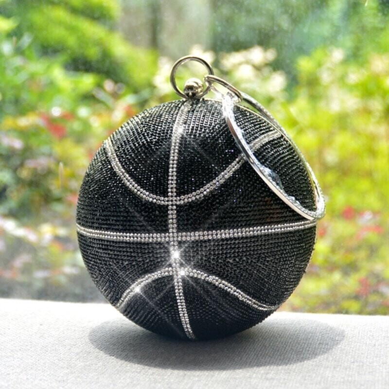 Swarovski Crystal Rhinestone Bling Basketball Clutch Purse