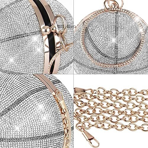 Swarovski Crystal Rhinestone Bling Basketball Clutch Purse