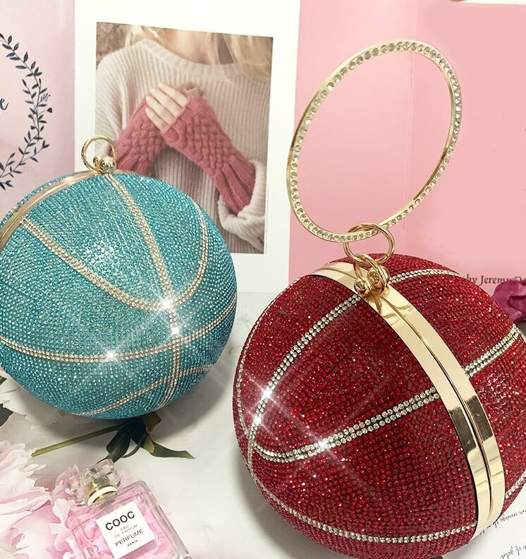Swarovski Crystal Rhinestone Bling Basketball Clutch Purse