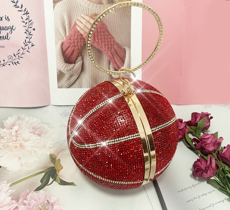 Swarovski Crystal Rhinestone Bling Basketball Clutch Purse