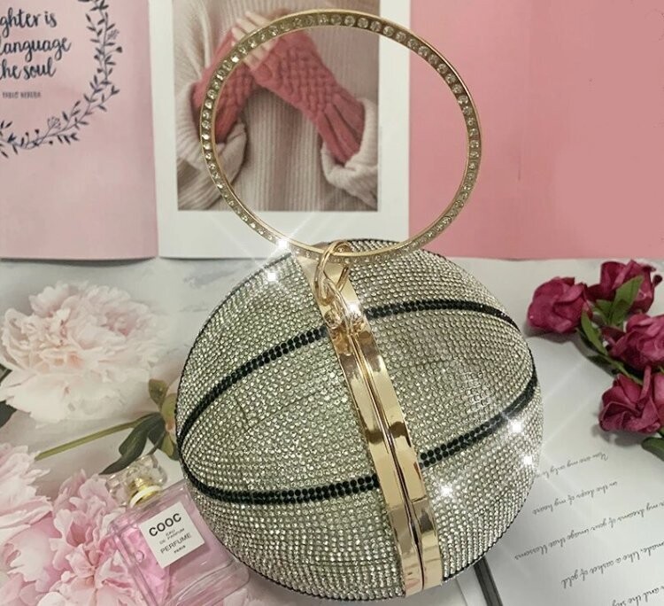 Swarovski Crystal Rhinestone Bling Basketball Clutch Purse
