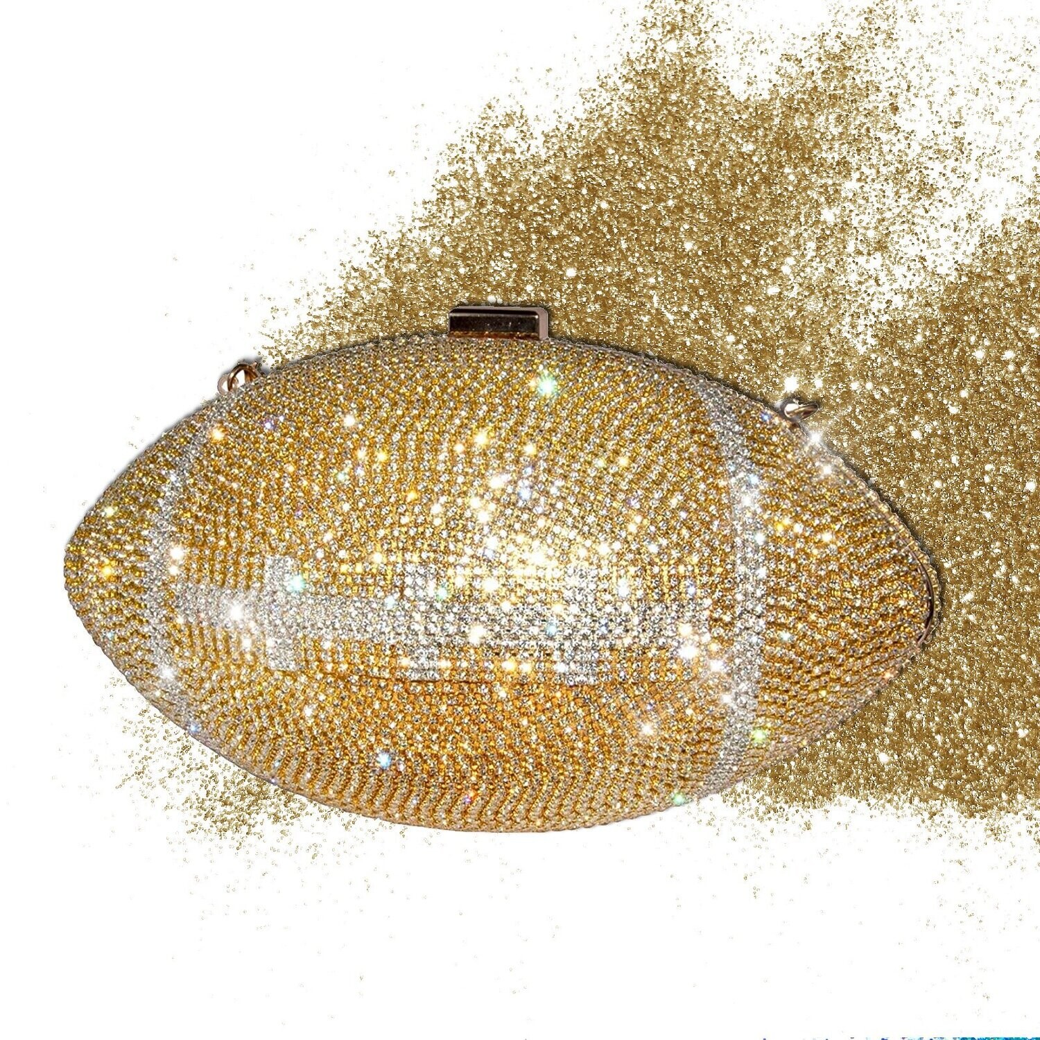 Swarovski Crystal Rhinestone Bling Football Clutch Purse