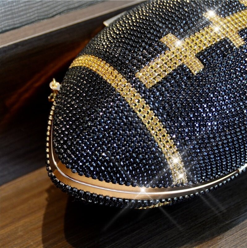Swarovski Crystal Rhinestone Bling Football Clutch Purse