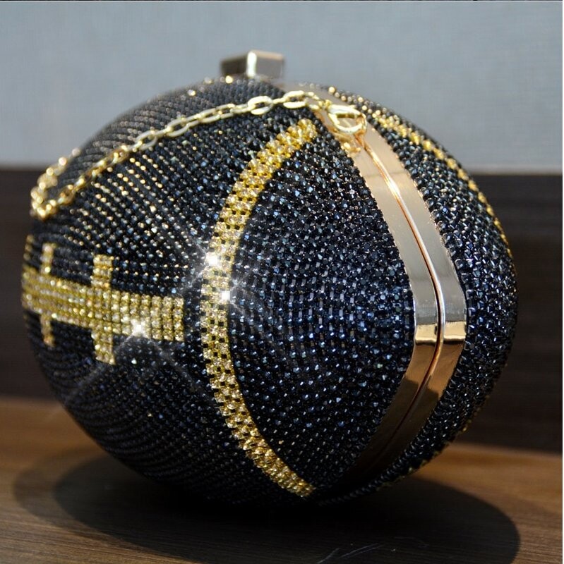 Swarovski Crystal Rhinestone Bling Football Clutch Purse