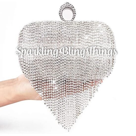 Swarovski  Crystal Rhinestone Bling Tassel Purse: Silver Gold