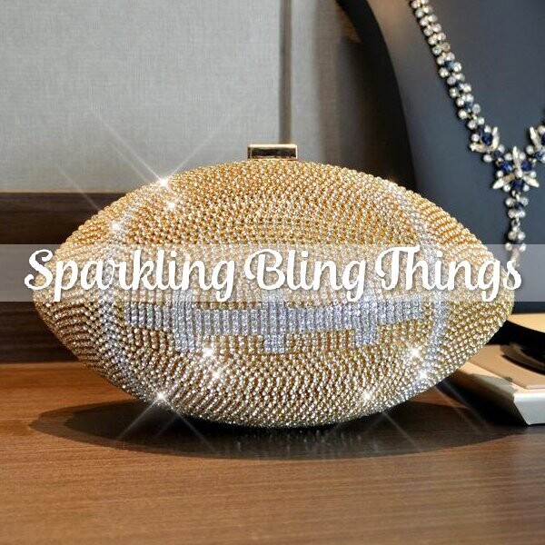 Swarovski Crystal Rhinestone Bling Football Clutch Purse