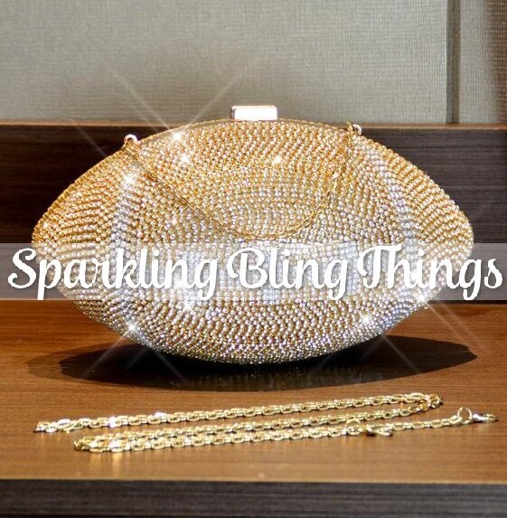 Swarovski Crystal Rhinestone Bling Football Clutch Purse