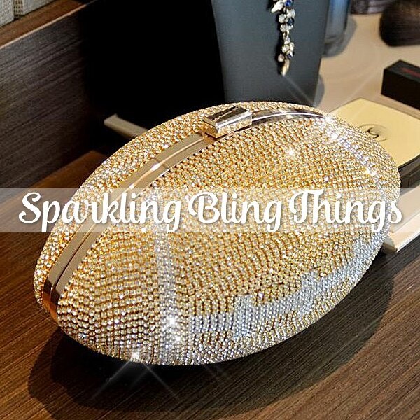 Swarovski Crystal Rhinestone Bling Football Clutch Purse