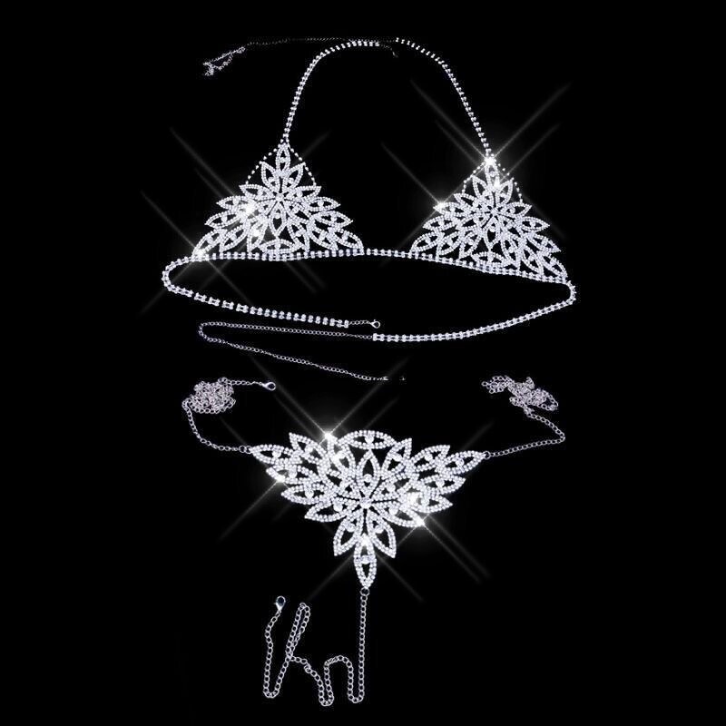 Swarovski Crystal Floral Leaf Rhinestone Bling Bikini