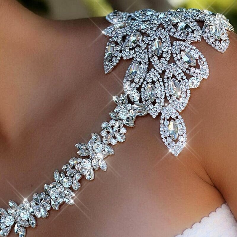 Swarovski Crystal Rhinestone Bling Shoulder Necklace