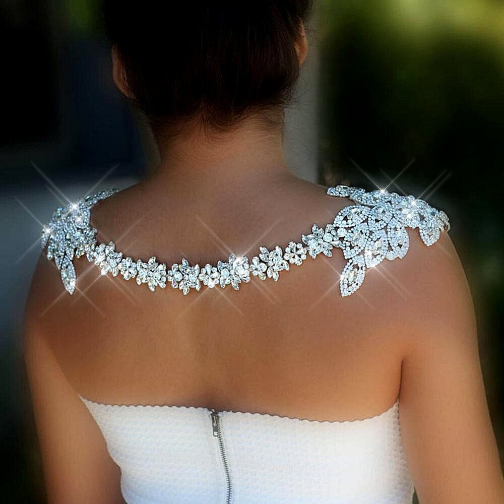 Swarovski Crystal Rhinestone Bling Shoulder Necklace