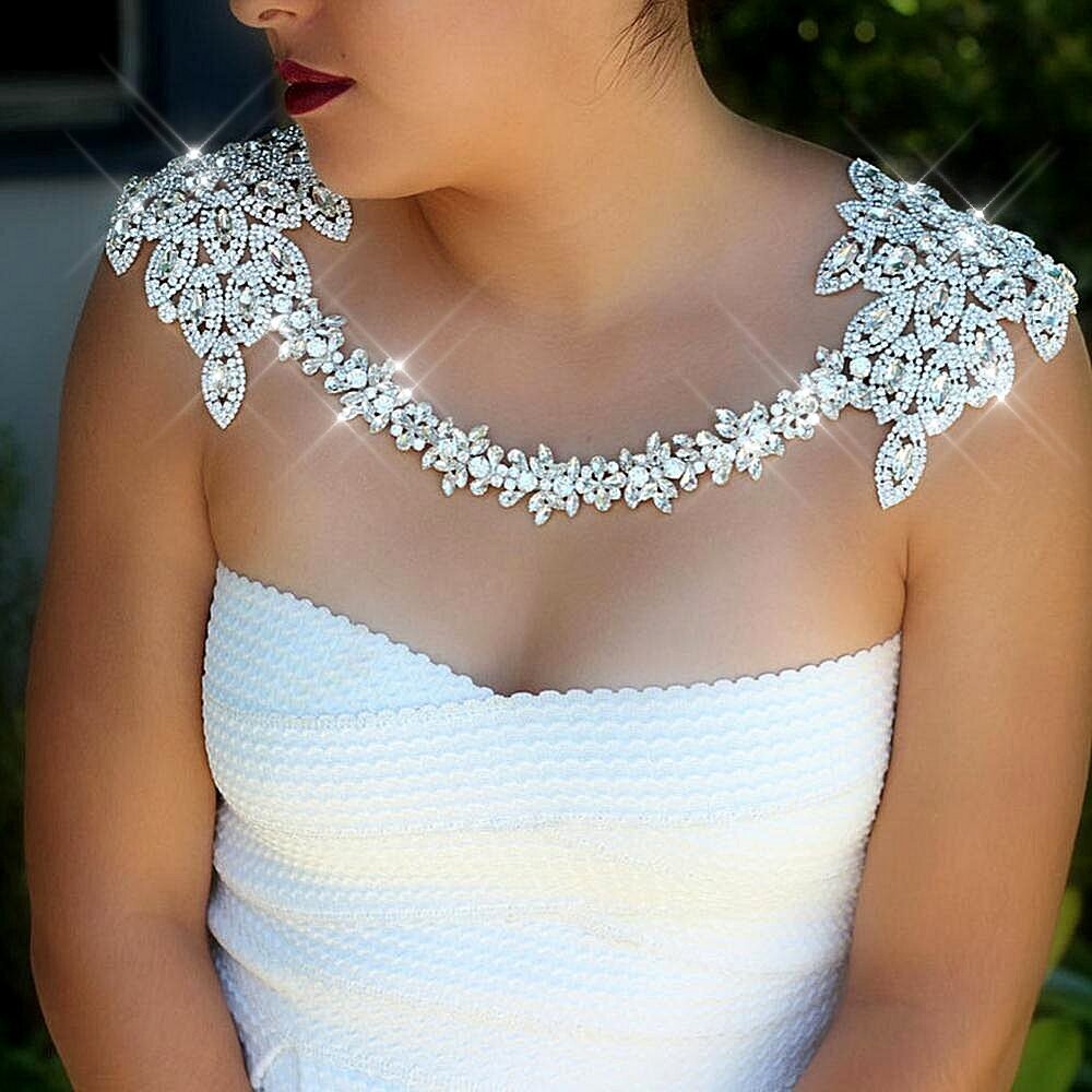 Swarovski Crystal Rhinestone Bling Shoulder Necklace