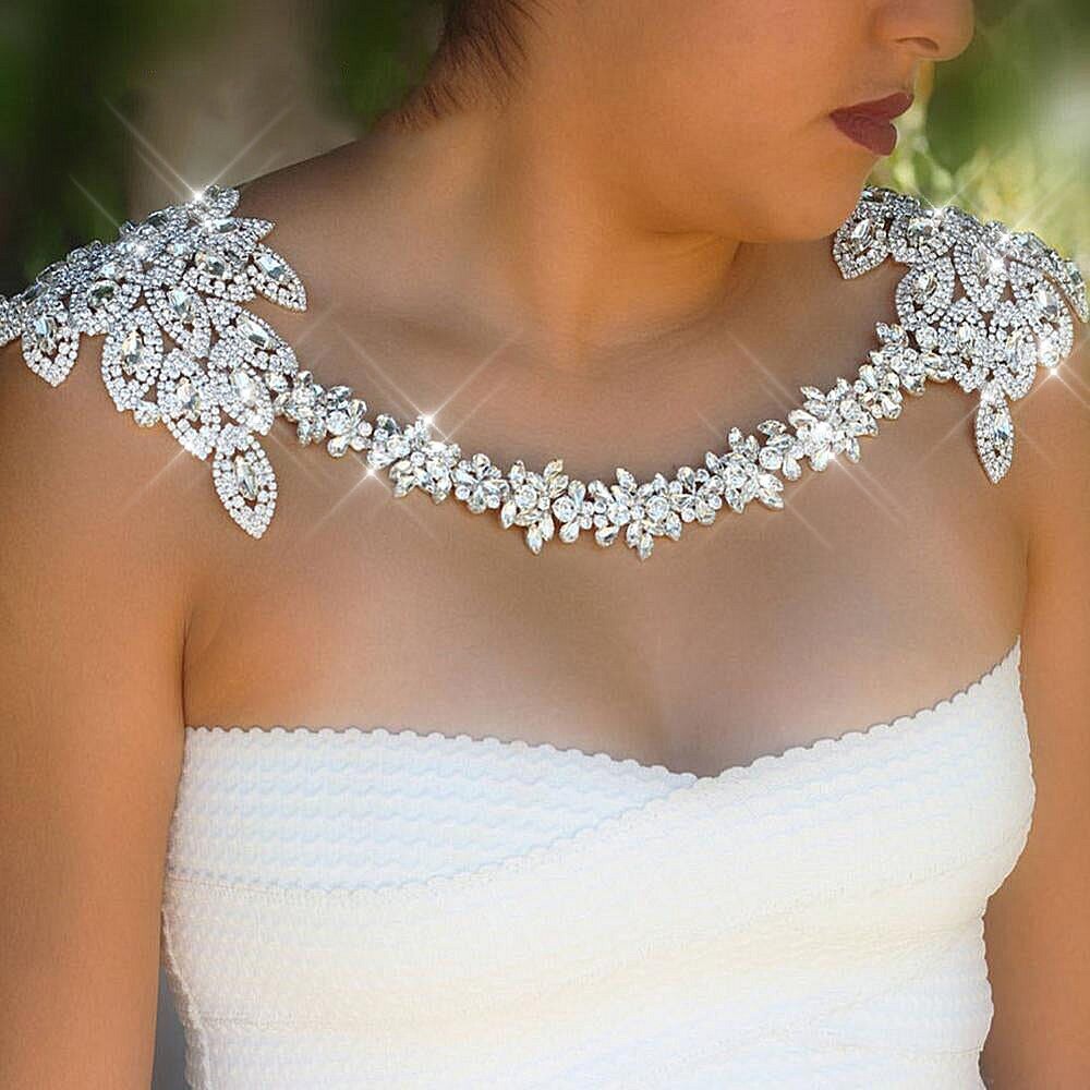 Swarovski Crystal Rhinestone Bling Shoulder Necklace