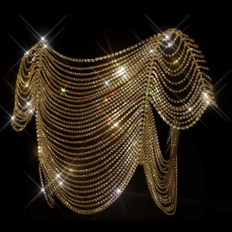 Swarovski Crystal Rhinestone Bling Flapper Top &amp; Skirt
