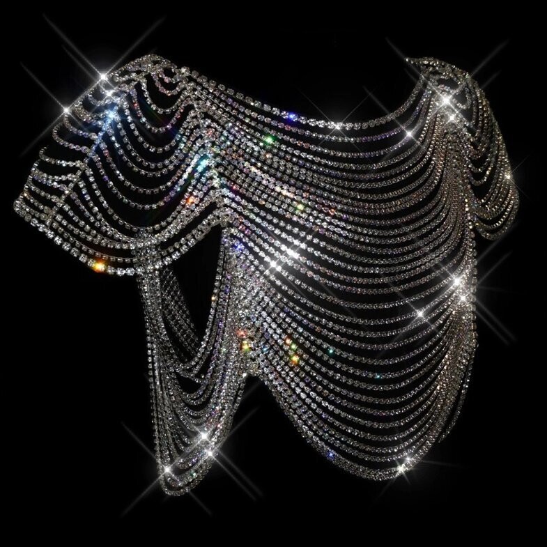 Swarovski Crystal Rhinestone Bling Flapper Top &amp; Skirt
