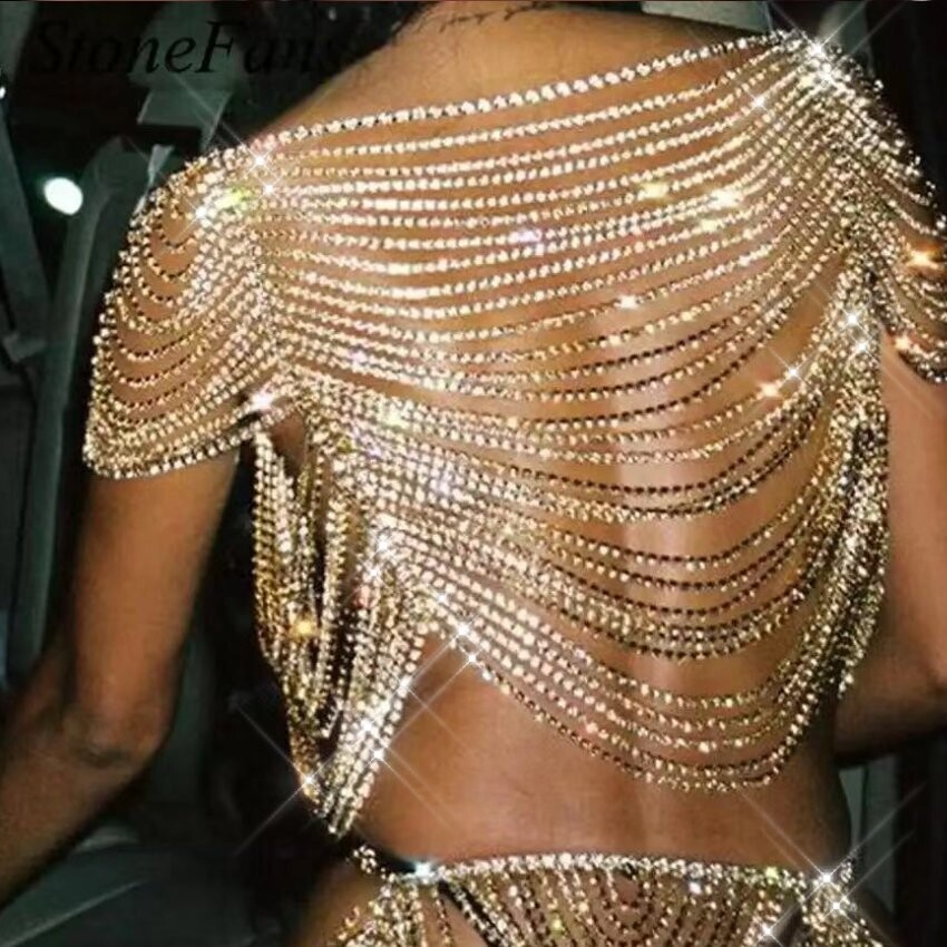 Swarovski Crystal Rhinestone Bling Flapper Top &amp; Skirt