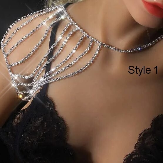 Swarovski Crystal Rhinestone Bling Shoulder Necklaces
