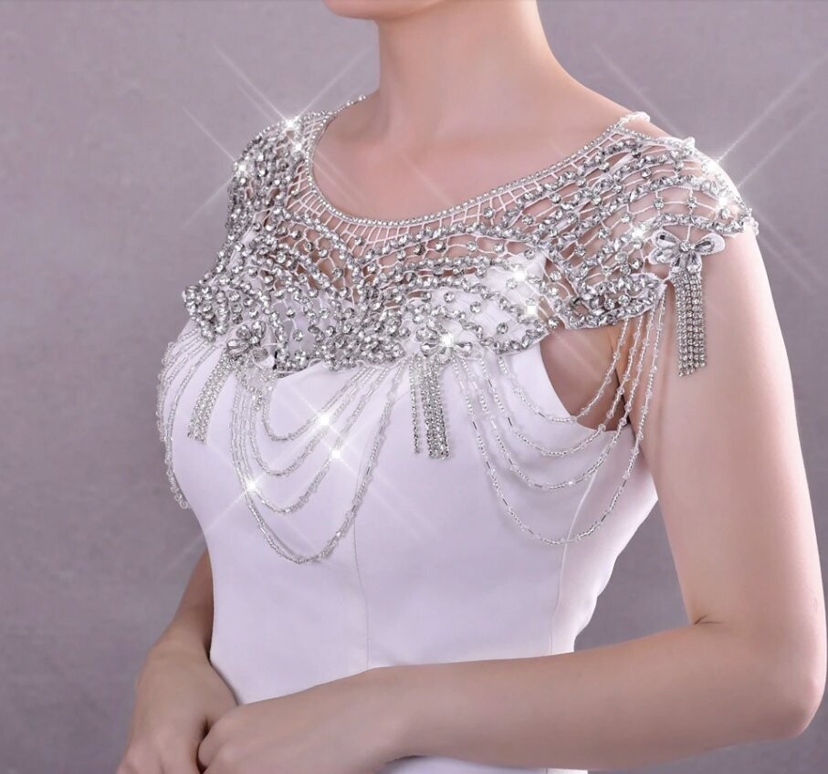 Swarovski Crystal Rhinestone Bling Shoulder Necklace Bolero