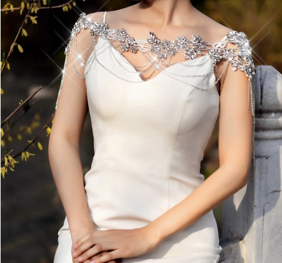 Swarovski Crystal Rhinestone Bling Shoulder Necklace Bolero