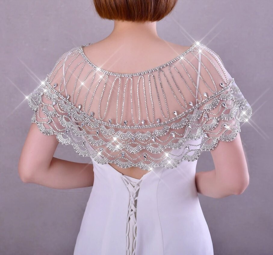 Swarovski Crystal Rhinestone Bling Shoulder Necklace Bolero