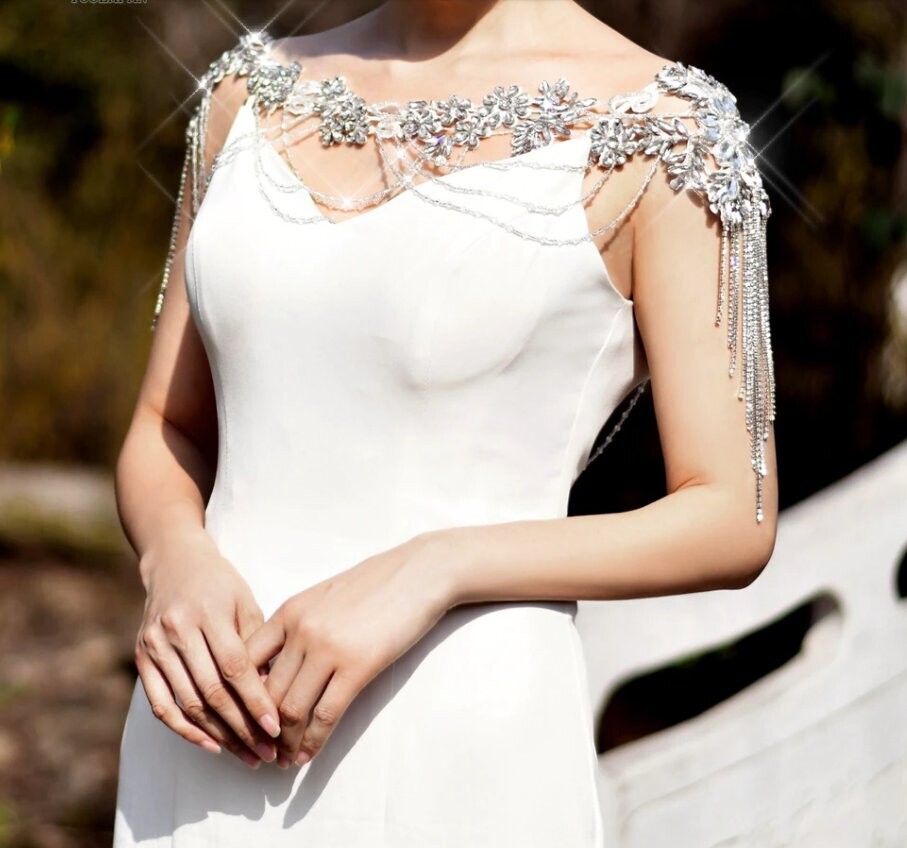 Swarovski Crystal Rhinestone Bling Shoulder Necklace Bolero