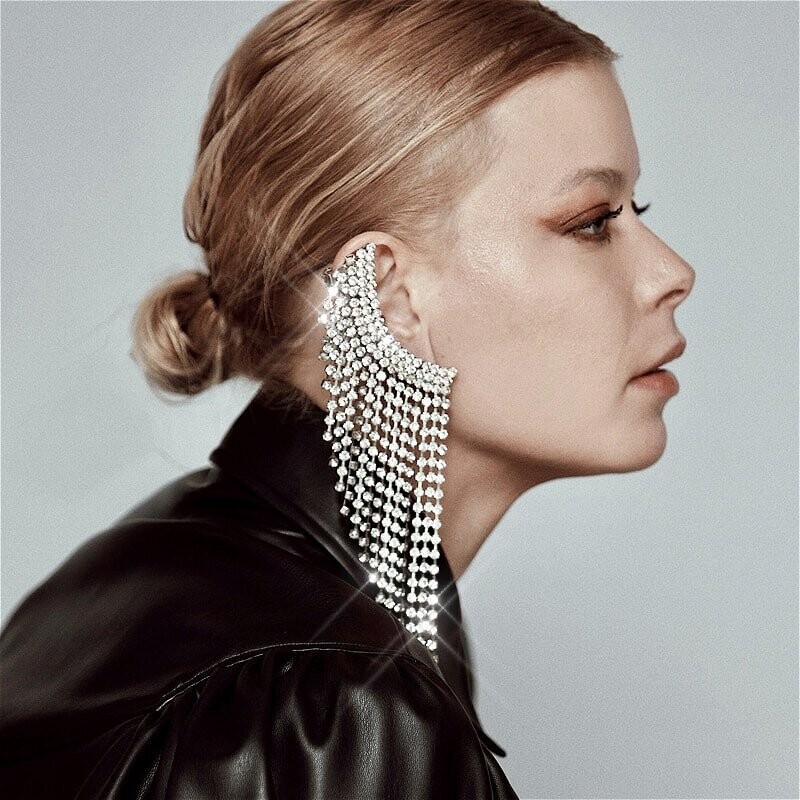 Swarovski Crystal Rhinestone Bling Earring Tassels