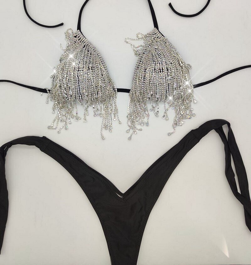 Swarovski Crystal Rhinestone Bling Tassel Bikini