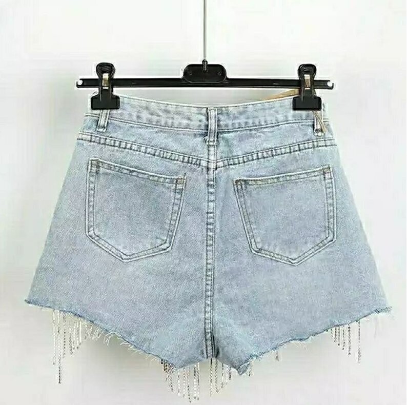 Swarovski Crystal Rhinestone Bling Denim Jean Shorts