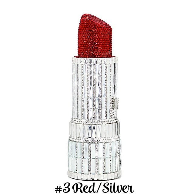 Swarovski Crystal Rhinestone Bling Lipstick Purse: Gold Silver Pink Red Several Colors: Slim