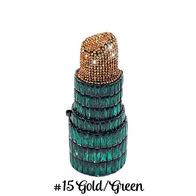 Swarovski Crystal Rhinestone Bling Lipstick Purse: Gold Silver Pink Red Several Colors: Slim