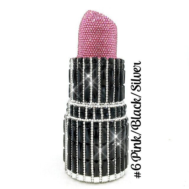 Swarovski Crystal Rhinestone Bling Lipstick Purse: Gold Silver Pink Red Several Colors: Slim
