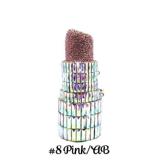 Swarovski Crystal Rhinestone Bling Lipstick Purse: Gold Silver Pink Red Several Colors: Slim
