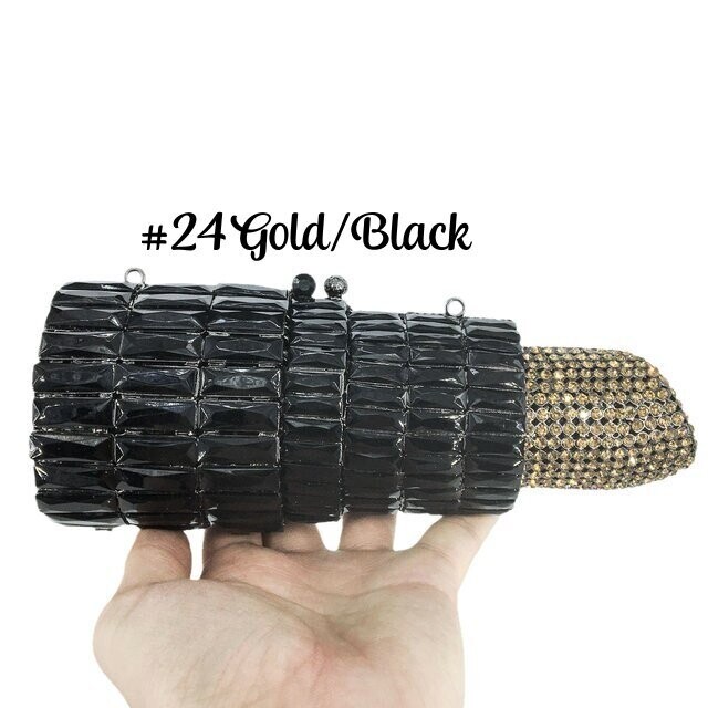 Swarovski Crystal Rhinestone Bling Lipstick Purse: Gold Silver Pink Red Several Colors: Slim