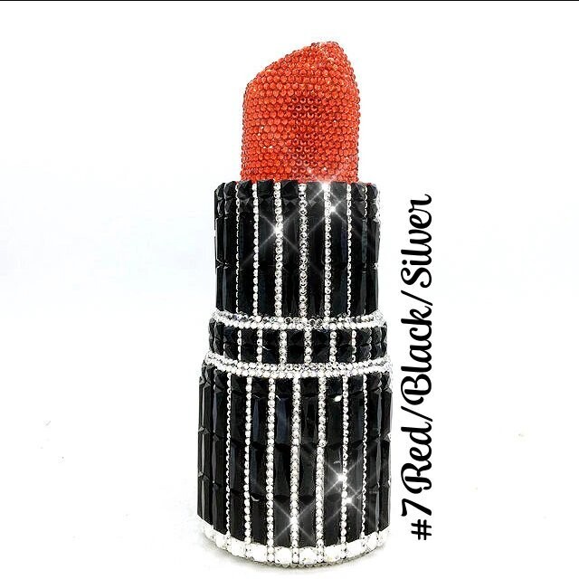 Swarovski Crystal Rhinestone Bling Lipstick Purse: Gold Silver Pink Red Several Colors: Slim