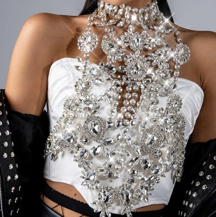 Swarovski Crystal Rhinestone Bling Halter Top